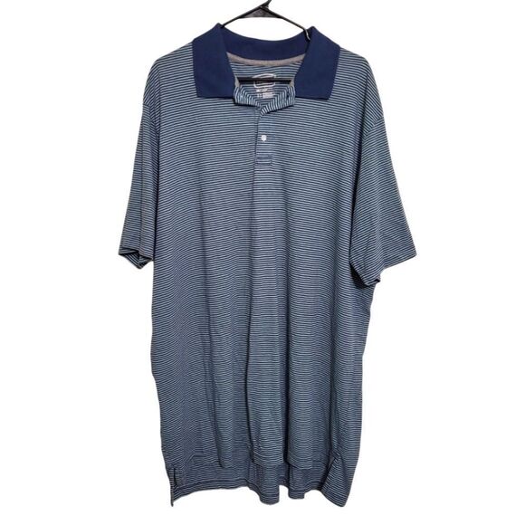 The Foundry Mens Blue Striped Polo Shirt, Big & Tall 2XLT - Picture 1 of 5